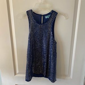 Navy sequined tank top